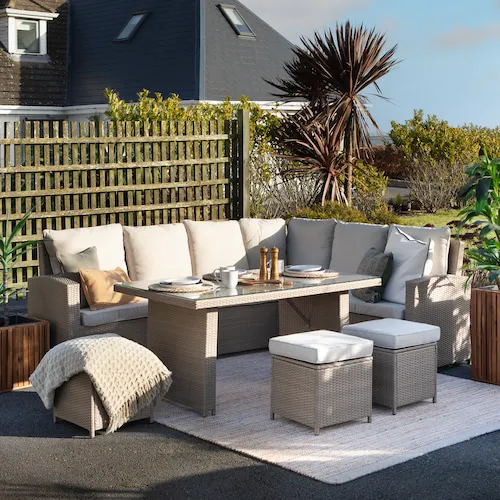 Malaga Light Brown Corner Garden Dining Set from EZ Living Furniture.