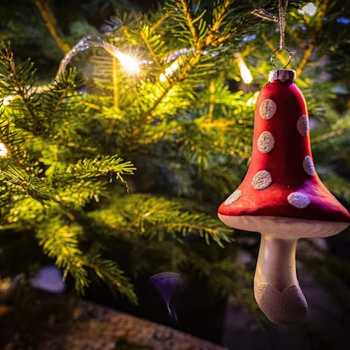 Whimsical Woodland Christmas Theme Mushroom Ornament