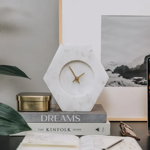 Chere White Marble Clock from EZ Living Furniture.