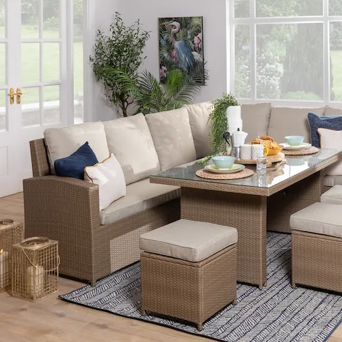 Malaga Brown Garden Dining Set from EZ Living Furniture.