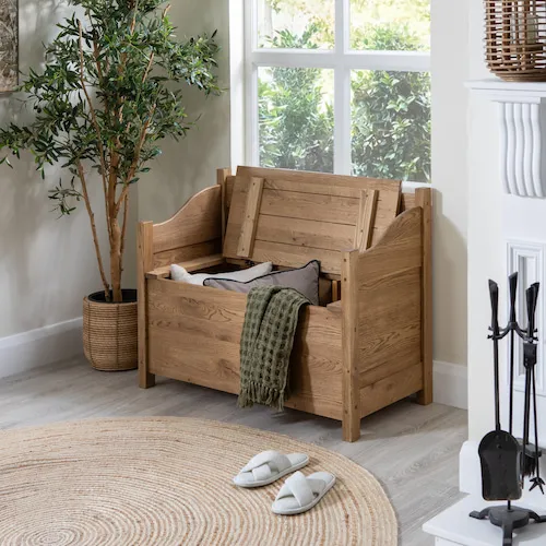 Vintage Oak Storage Bench from EZ Living Furniture.