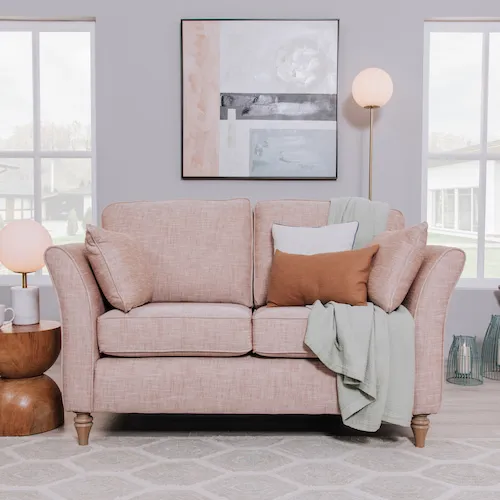 Clonbur 2 Seater Light Pink Fabric Sofa from EZ Living Furniture.