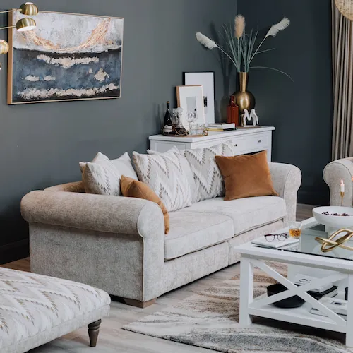 Hayden Cream Highback Sofa from EZ Living Furniture.