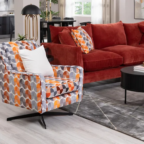 Hunter Geometric Fabric Swivel Armchair from EZ Living Furniture.