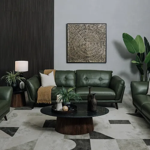 Toscana Green Leather Sofa from EZ Living Furniture.