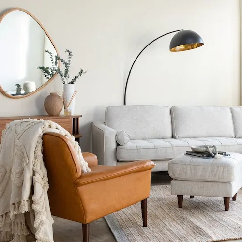 Genoa Cream Chaise Sofa from EZ Living Furniture.