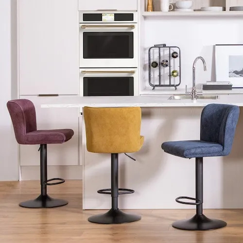 Maple Dark Purple Fabric Swivel Bar Stool at EZ Living Furniture.