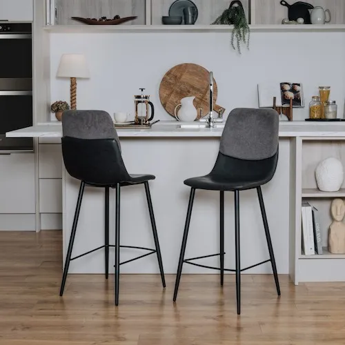 Yale Fabric & Faux Leather Bar Stools at EZ Living Furniture.