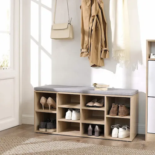 Jojo Grey Shoe Storage Bench from EZ Living Furniture.