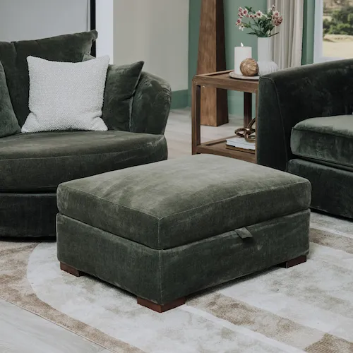 Lucius Green Fabric Footstool from EZ Living Furniture.
