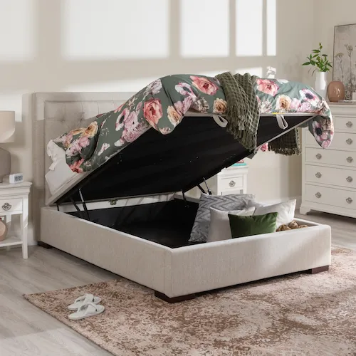 Double 4ft 6 Cream Fabric Ottoman Bed from EZ Living Furniture.