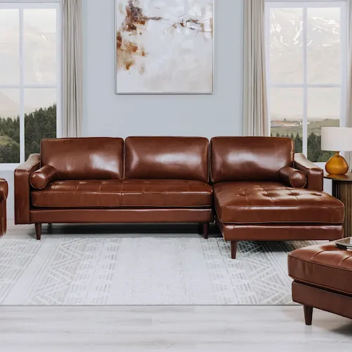 Genoa Leather Chaise Sofa from EZ Living Furniture.