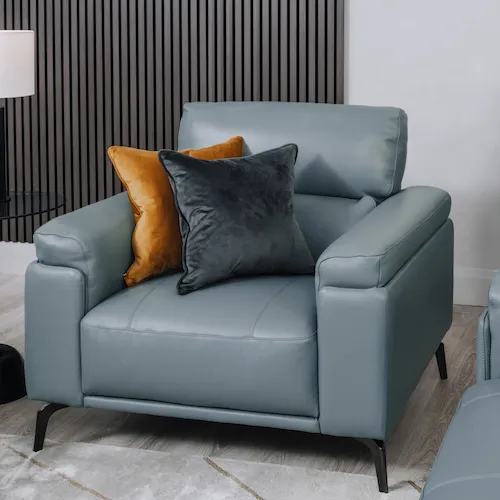 Lagoon Blue Leather Armchair from EZ Living Furniture.