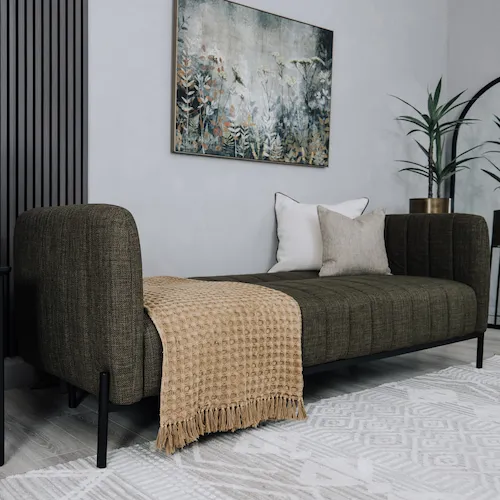Newquay Green Fabric Sofa Bed from EZ Living Furniture.