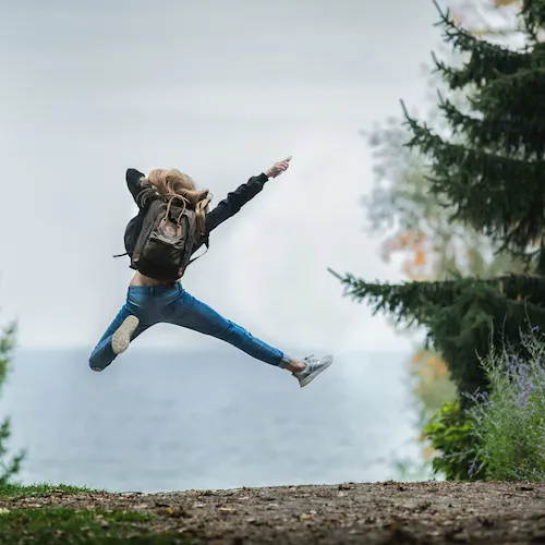 Woman jumping image.