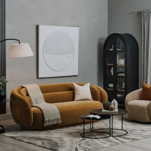 Candice 3 seater gold velvet sofa from EZ Living Furniture