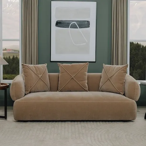 Carla 3 seater taupe velvet sofa from EZ Living Furniture
