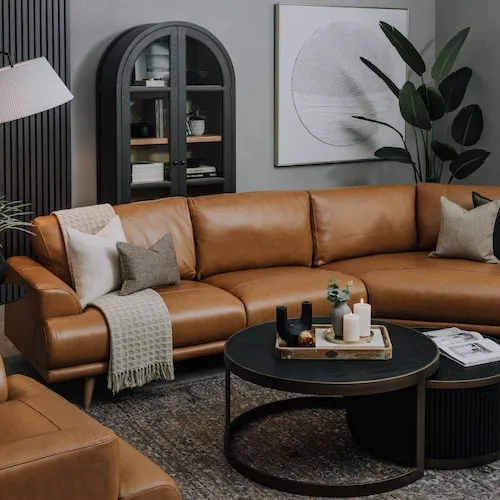 Legend 2.5 Seater/1.5 Brown Leather Corner Sofa from EZ Living Furniture