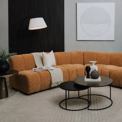 Tokyo Gold Velvet Curved Corner Sofa from EZ Living Furniture