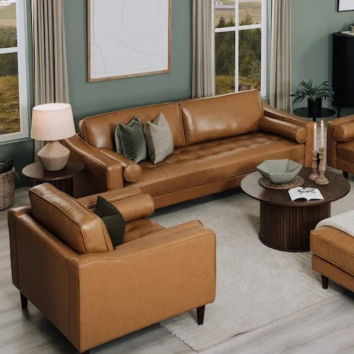 Genoa 3 Seater Tan Leather Sofa from EZ Living Furniture.