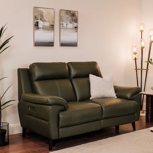 Elliot Green Leather 2-Seater Sofa at EZ Living Furniture.