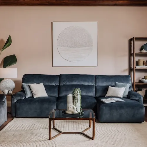 Davina RAF Power Chaise Navy Fabric Sofa Bed at EZ Living Furniture.