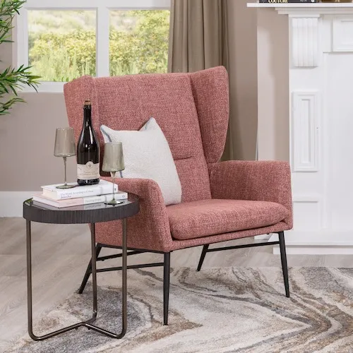 Boston Pink Armchair & Footstool Set at EZ Living Furniture.