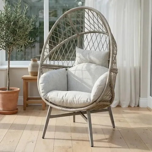 Maya Beige Egg Chair with legs at EZ Living Furniture.