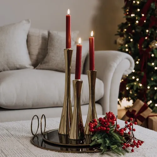 Shiny Gold Single Stick Candle Holders from EZ Living Furniture small, medium, and large.