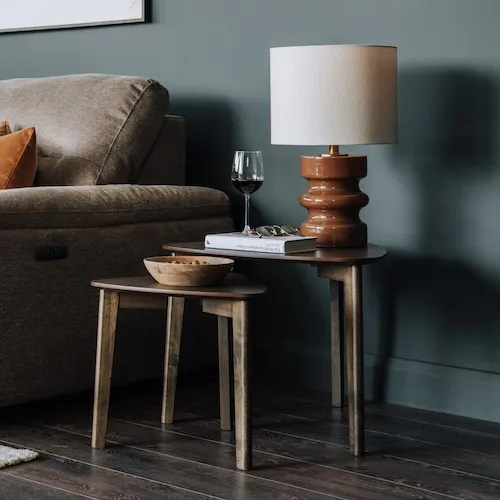 Emmie Brown Ceramic Table Lamp with White Shade at EZ Living Furniture.
