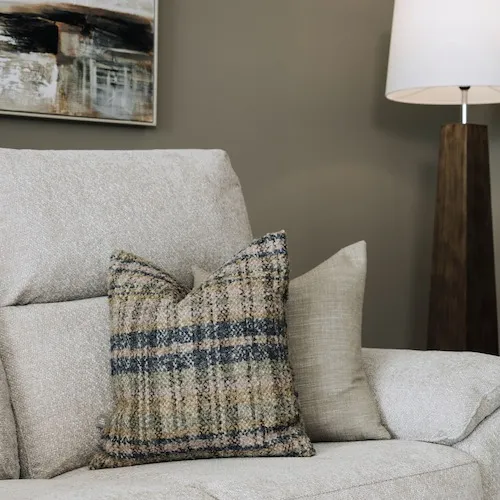 Uilleann Green 43cm Green Tweed Tartan Cushion at EZ Living Furniture.