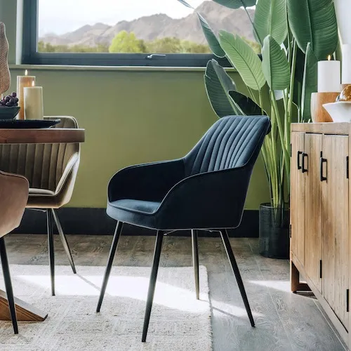 Nolan Blue Velvet Dining Chairs at EZ Living Furniture.