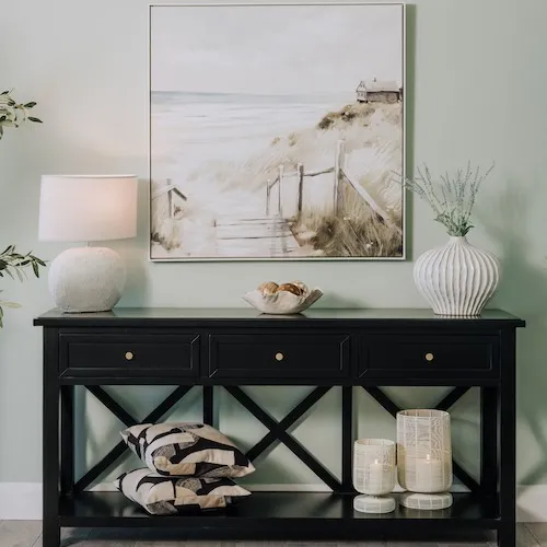 3 Drawer Hampton Black Hall Console Table at EZ Living Furniture.