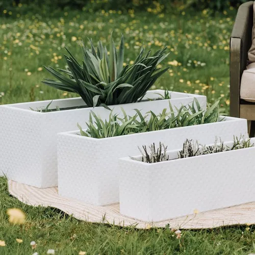 Forli set of 3 Rattan Clay Planters at EZ Living Furniture.