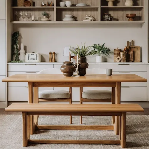 Flow Dining Table, Bench, & Chairs from EZ Living Furniture.
