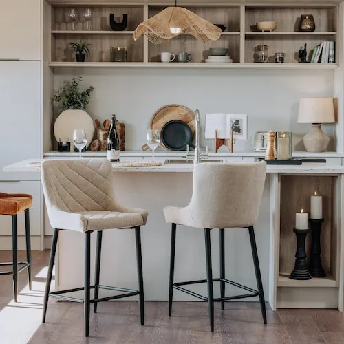 Ottowa Cream Fabric Bar Stools at EZ Living Furniture.