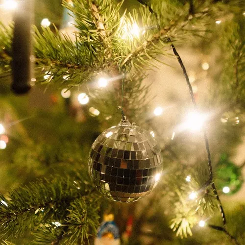 Disco ball bauble Christmas decorations.