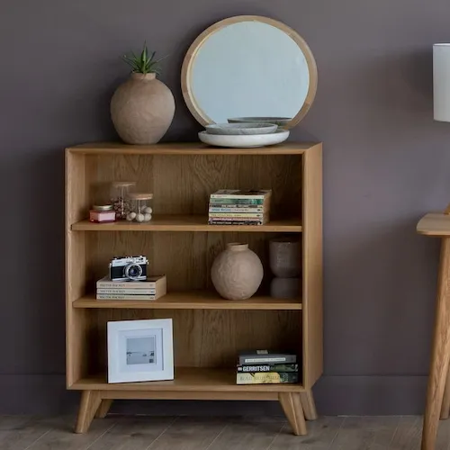 Rho low oak bookcase from EZ Living Furniture.