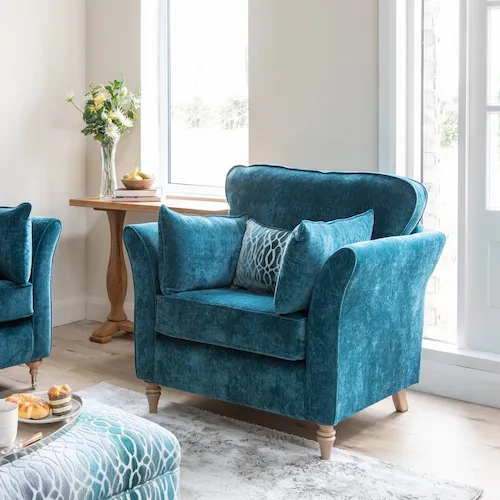 Coolmore teal fabric sofa from EZ Living Furniture.