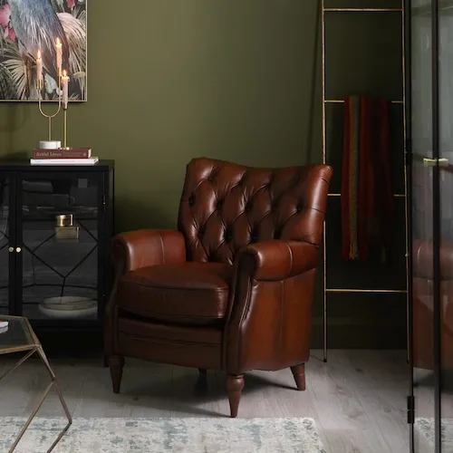 Hudson brown leather armchair from EZ Living Furniture.