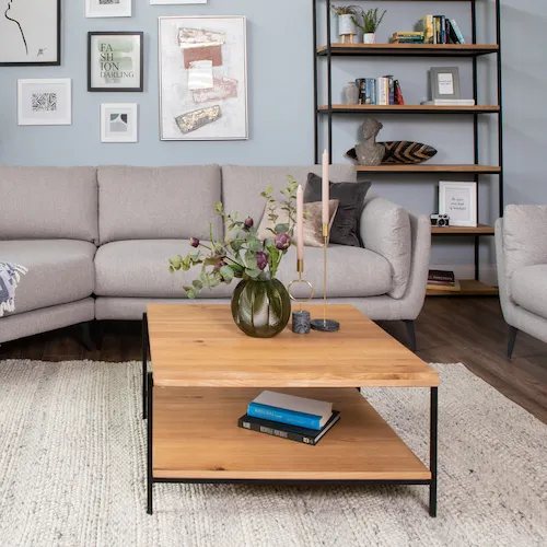 Mila square oak coffee table from EZ Living Furniture.