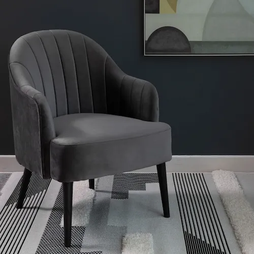 Grey chair on rug from EZ Living Furniture.