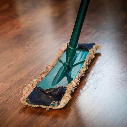 Mop on wood flooring.