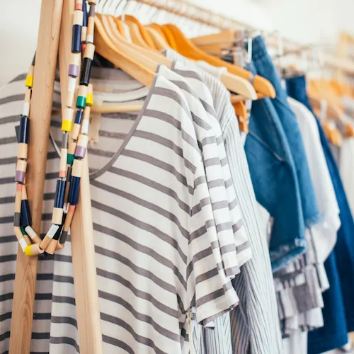 Clothes on rail.