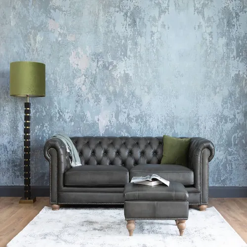 Charterhouse vintage grey leather sofa from EZ Living Furniture.