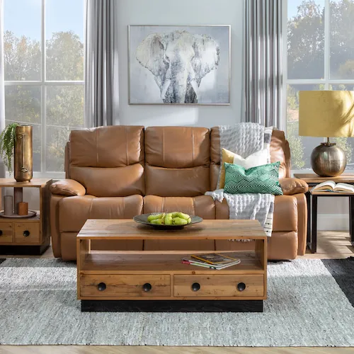 Groove brown leather 3 seater sofa from EZ Living Furniture.