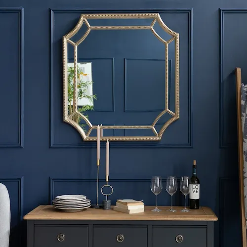 Square Scooped Edge Panelled Mirror from EZ Living Furniture.