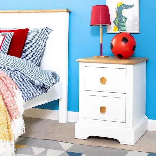 White bedside locker from EZ Living Furniture.