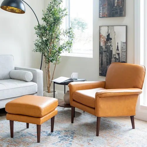 Donna yellow armchair and footstool from EZ Living Furniture.