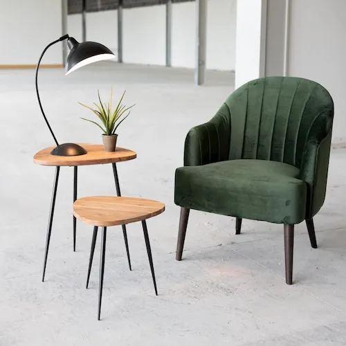Green velvet occasional chair from EZ Living Furniture.